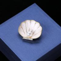 Zinc Alloy Brooches with Plastic Pearl Shell plated for woman & enamel & with rhinestone Sold By PC