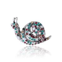 Zinc Alloy Brooches with Rhinestone Snail silver color plated for woman & enamel silver color Sold By PC
