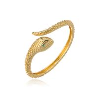 Brass Cuff Bangle Snake 18K gold plated micro pave cubic zirconia 54mm Sold By PC