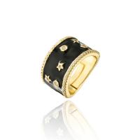 Messing Open Finger Ring, gold plated, micro pave zirconia & glazuur, meer kleuren voor de keuze, 19mm, Verkocht door PC