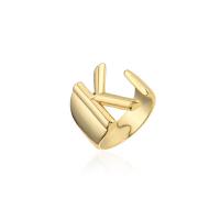cobre Cuff Ring Finger, Letra do Alfabeto, 18K banhado a ouro, Ajustável & Vario tipos a sua escolha & para mulher, 18mm, vendido por PC