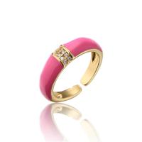 Cúbicos Circonia Micro Pave anillo de latón, metal, 18K chapado en oro, Ajustable & micro arcilla de zirconia cúbica & para mujer & esmalte, más colores para la opción, 6mm, Vendido por UD