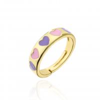 Brass Finger Ring, 18K gold plated, Adjustable & for woman & enamel, more colors for choice, 6mm, Sold By PC