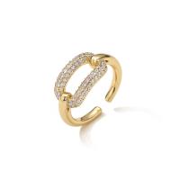 Brass Cuff Finger Ring, gold color plated, Adjustable & micro pave cubic zirconia & for woman & hollow, more colors for choice, Sold By PC
