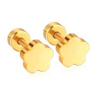 Stainless Steel Stud Earrings Flower plated fashion jewelry & Unisex Sold By Pair