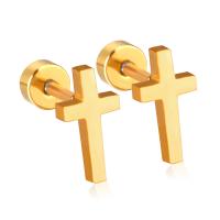 Stainless Steel Stud Earrings Cross plated fashion jewelry & Unisex Sold By Pair