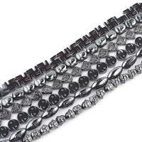 Magnetische Hämatit Perlen, flache Runde, poliert, DIY, metallschwarze Farbe, verkauft per 38 cm Strang
