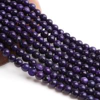 Perles agates violet naturelles, Agate, Rond, poli, DIY, violet, Vendu par 38 cm brin