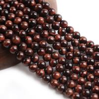 Tigerauge Perlen, rund, poliert, DIY, rot, verkauft per 38 cm Strang