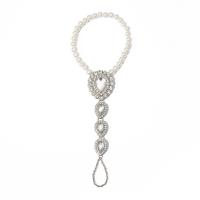 Fashion Toe Enkelband, Zinc Alloy, met parel, plated, voor vrouw & met strass, zilver, Lengte 22 cm, Verkocht door PC