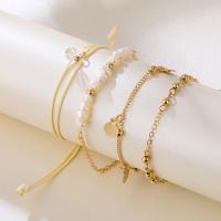 alliage de zinc Set de bracelet, Bracelet, avec perle, Placage, 4 pièces & pour femme, doré, Vendu par fixé