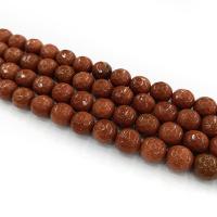 Natural Goldstone Beads Round DIY & faceted orange Sold Per 38 cm Strand