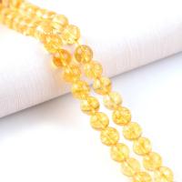 Natürlicher Citrin Perlen, Gelbquarz Perlen, rund, poliert, DIY, gelb, verkauft per 38 cm Strang
