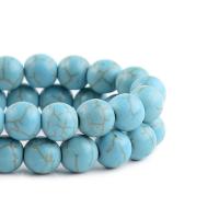 Türkis Perlen, rund, poliert, DIY, blau, verkauft per 38 cm Strang