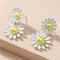 Tibetan Style Drop Earrings, Flower, plated, fashion jewelry & for woman, white, Sold By Pair