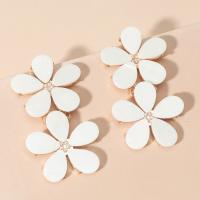 Acrylic Jewelry Earring Zinc Alloy with Acrylic Flower plated fashion jewelry & for woman white Sold By Pair