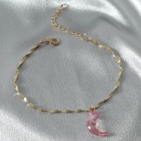 Fashion Jewelry Anklet, Acrylic, Moon, for woman, golden, Sold By PC