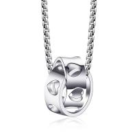 Titanium Steel Necklace with 3mm extender chain polished with heart pattern & rolo chain & for man & hollow silver color Length Approx 23.62 Inch Sold By PC