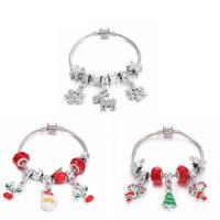 Christmas Holiday Bracelet, Brass, with Crystal, different size for choice & enamel & with rhinestone, mixed colors, Sold By PC
