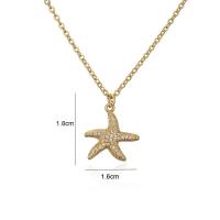 Cubic Zircon Micro Pave Brass Necklace Starfish 18K gold plated micro pave cubic zirconia Length Approx 17.72 Inch Sold By PC