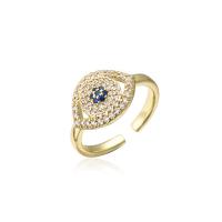 Brass Cuff Finger Ring Eye 18K gold plated Adjustable & micro pave cubic zirconia & for woman Sold By PC