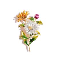 Enamel Brooch, Tibetan Style, Chrysamthemum, for woman, more colors for choice, 45x72mm, Sold By PC