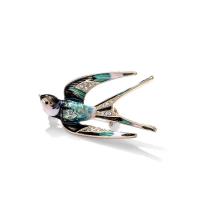 Rhinestone Brooch Zinc Alloy swallow plated stoving varnish & for woman & with rhinestone 45*35mm 48*30mm Sold By PC