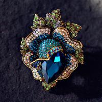 Crystal Brooch, Tibetan Style, with Crystal, Flower, plated, for woman & with rhinestone, more colors for choice, 55x71mm, Sold By PC
