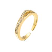 metal Anillo de dedo Cuff, 18K chapado en oro, Ajustable & micro arcilla de zirconia cúbica & para mujer, Vendido por UD