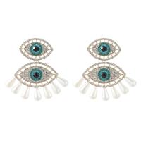 Rhinestone Earring Zinc Alloy with Plastic Pearl Eye fashion jewelry & for woman & with rhinestone nickel lead & cadmium free Sold By Pair