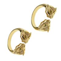 Brass Cuff Finger Ring Adjustable & micro pave cubic zirconia & for woman golden Sold By PC