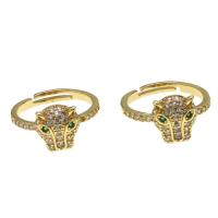 Cubic Zirconia Micro Pave Brass Ring, Adjustable & micro pave cubic zirconia & for woman, golden, 24x22x3mm, Sold By PC