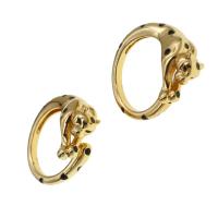 Žalvarinis Cuff Finger Ring, Leopardas, Reguliuojamas & moters & emalė, aukso, 26x22x3mm, Pardavė PC