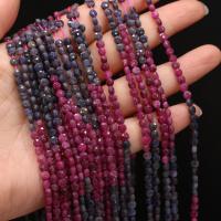 Piedras preciosas perlas mixtos, con Zafiro & Rubí, Redondo aplanado, Bricolaje & facetas, color mixto, 4mm, Vendido para 38 cm Sarta