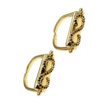 cobre Cuff Ring Finger, Letra S, Ajustável & micro pavimento em zircônia cúbica & para mulher, dourado, 21x22x2mm, vendido por PC