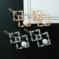 Hair Clip Zinc Alloy with Plastic Pearl Rhombus plated fashion jewelry & for woman Sold By PC