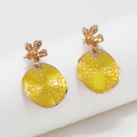 Zinc Alloy Drop Earrings plated fashion jewelry & for woman & enamel yellow Sold By Pair