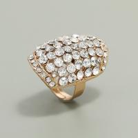 Δάχτυλο δαχτυλίδι με στρας, Κράμα ψευδάργυρου, επιχρυσωμένο, κοσμήματα μόδας & για τη γυναίκα, λευκό, Sold Με PC