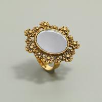 Zinc Alloy fingerring, forgyldt, mode smykker & med spejl & for kvinde, antik guld farve, Solgt af PC