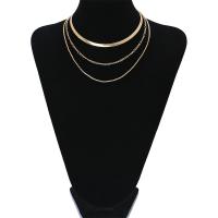 Mode-Multi-Layer-Halskette, Messing, mit Verlängerungskettchen von 5cm, goldfarben plattiert, drei Schichten & für Frau, goldfarben, frei von Nickel, Blei & Kadmium, Länge ca. 13 ZollInch, verkauft von PC