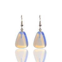 Sea Opal Earrings, with Tibetan Style, for woman, white, 15x40mm, Sold By Pair