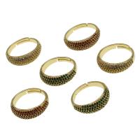 Kubisk Circonia Micro bane messing Ring, Justerbar & Micro Pave cubic zirconia & for kvinde, flere farver til valg, 23x22x6mm, Solgt af PC