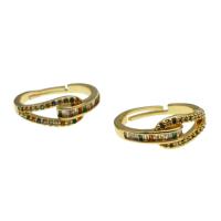 Köbös Circonia mikro egyengetni sárgaréz gyűrű, Állítható & mikro egyengetni cirkónia & a nő, aranysárga, 21x21x3mm, Által értékesített PC