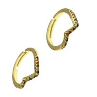 Cúbicos Circonia Micro Pave anillo de latón, metal, Ajustable & micro arcilla de zirconia cúbica & para mujer, dorado, 20x20x2mm, Vendido por UD