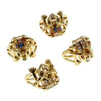 Cubic Zirconia Micro Pave Brass Ring Frog Adjustable & micro pave cubic zirconia & for woman Sold By PC