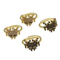 Cubic Zirconia Micro Pave Brass Ring, Adjustable & micro pave cubic zirconia & for woman, more colors for choice, 22x22x3mm, Sold By PC