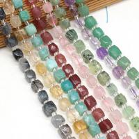 Mixed Gemstone Beads, Natural Stone, with Glass Seed Beads, Cube, DIY & faceted, more colors for choice, Sold Per 38 cm Strand