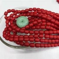 Crystal Beads, Drum, polished, frosted, Dark Red Coral, 8x10mm, 39PCs/Strand, Sold Per 38 cm Strand