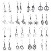 Tibetan Style Drop Earring, plated, Halloween Jewelry Gift & for woman, silver color, Sold By Pair