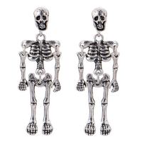 Zinc Alloy Drop Earring Skull plated Halloween Jewelry Gift & for woman Sold By Pair